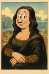 Mona Lisa minimaliste traitée en style Albert Uderzo