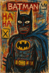 Batman revisité en peinture néo-expressionniste, style Basquiat