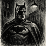 Batman dans une lumière dramatique style Hitchcock