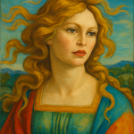 Portrait coloré de Brigitte Bardot dans le style renaissance de Sandro Botticelli