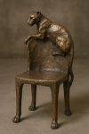 Photo réaliste d’une chaise sculptée en bronze, style Rembrandt Bugatti
