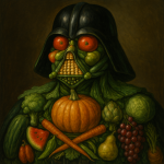 Dark Vador composé de fruits et légumes, style Arcimboldo
