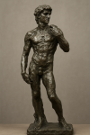 David de Michel-Ange interprété avec une texture brute et expressive façon Rodin