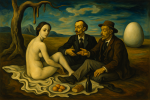 Le Déjeuner sur l'herbe réinterprété dans un style surréaliste inspiré de Salvador Dalí