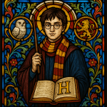 Harry Potter stylisé comme un vitrail médiéval