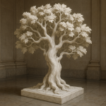 Arbre majestueux avec un tronc sculpté façon baroque, style Gian Lorenzo Bernini