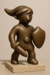 Link de Zelda représenté avec un corps abstrait biomorphique, style Jean Arp