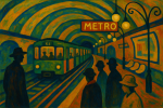 Station de métro parisienne traitée dans le style synthétiste de Paul Sérusier