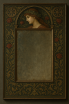 Photo réaliste d’un miroir ancien orné de motifs préraphaélites