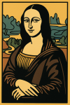 La Joconde revisitée en affiche graphique minimaliste, style Julius Klinger