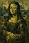 Mona Lisa décomposée en facettes cubistes, style Georges Braque