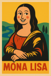 La Joconde réinterprétée en affiche publicitaire colorée dans le style Donald Brun