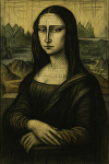 La Mona Lisa revisitée avec des lignes dures et un visage allongé, style Bernard Buffet