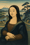 Mona Lisa revisitée dans le style ukiyo‑e façon Hiroshige