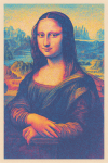 Mona Lisa minimaliste en style risographie