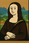 Portrait simplifié de la Joconde avec aplats colorés