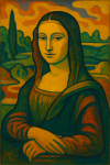 Mona Lisa réinterprétée dans le style synthétiste de Paul Sérusier