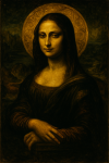 Mona Lisa peinte avec des contrastes symbolistes, style Franz von Stuck