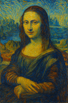 La Joconde réinterprétée dans le style tourbillonnant et coloré de Van Gogh