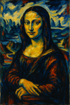 Mona Lisa réinventée avec des couleurs fauves, style Maurice de Vlaminck