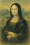 Mona Lisa revisitée avec des éléments de peinture nanga japonaise