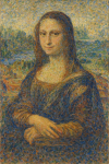 Mona Lisa dans un jardin champêtre, style Camille Pissarro