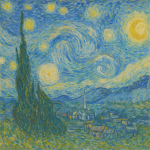 La Nuit étoilée de Van Gogh revisitée dans un style impressionniste proche de Monet