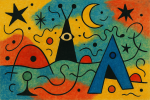 Paysage abstrait surréaliste dans le style de Miró