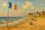 Paysage ensoleillé avec personnages, style Gustave Moïse
