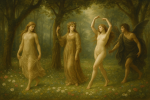 Paysage mythologique raffiné dans le style de Botticelli