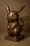 Pikachu sculpté en bronze avec des formes sobres et dynamiques, style Guyot
