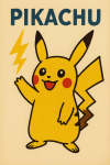 Pikachu stylisé en aplats de couleurs