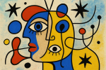 Portrait abstrait inspiré du style surréaliste de Joan Miró
