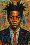 Portrait abstrait d'un homme, style Jean-Michel Basquiat