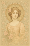 Portrait féminin floral dans le style Art Nouveau d