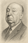 Portrait d'un homme style croquis Hitchcock