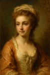 Portrait raffiné d'une jeune femme dans le style rococo de Fragonard