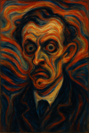 Portrait expressionniste d'un homme au regard intense, style Edvard Munch
