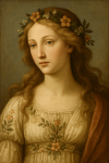 Portrait féminin délicat dans le style renaissance de Sandro Botticelli