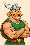 Portrait d’un guerrier musclé style Albert Uderzo