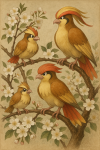 Roucool, Roucoups et Roucarnage illustrés à la manière naturaliste de Jean-Jacques Audubon