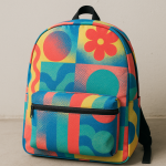 Photo réaliste d’un sac à dos avec motif risographie