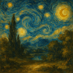 La Nuit étoilée de Van Gogh réinterprétée dans le style délicat et rococo de Fragonard